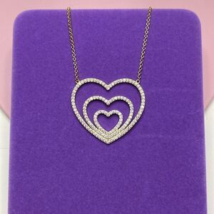 💛 Classic Gold Plated 925 Heart Layer CZ Necklace